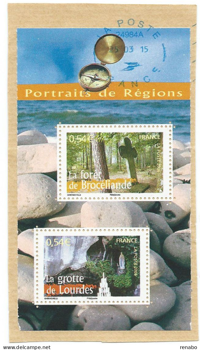 France, Francia 2006; Provenant Du Bloc Feuillet;la France à Voir:Lourdes + Brocéliande.Les Deux Timbres Ne Sont Pas - Used Stamps