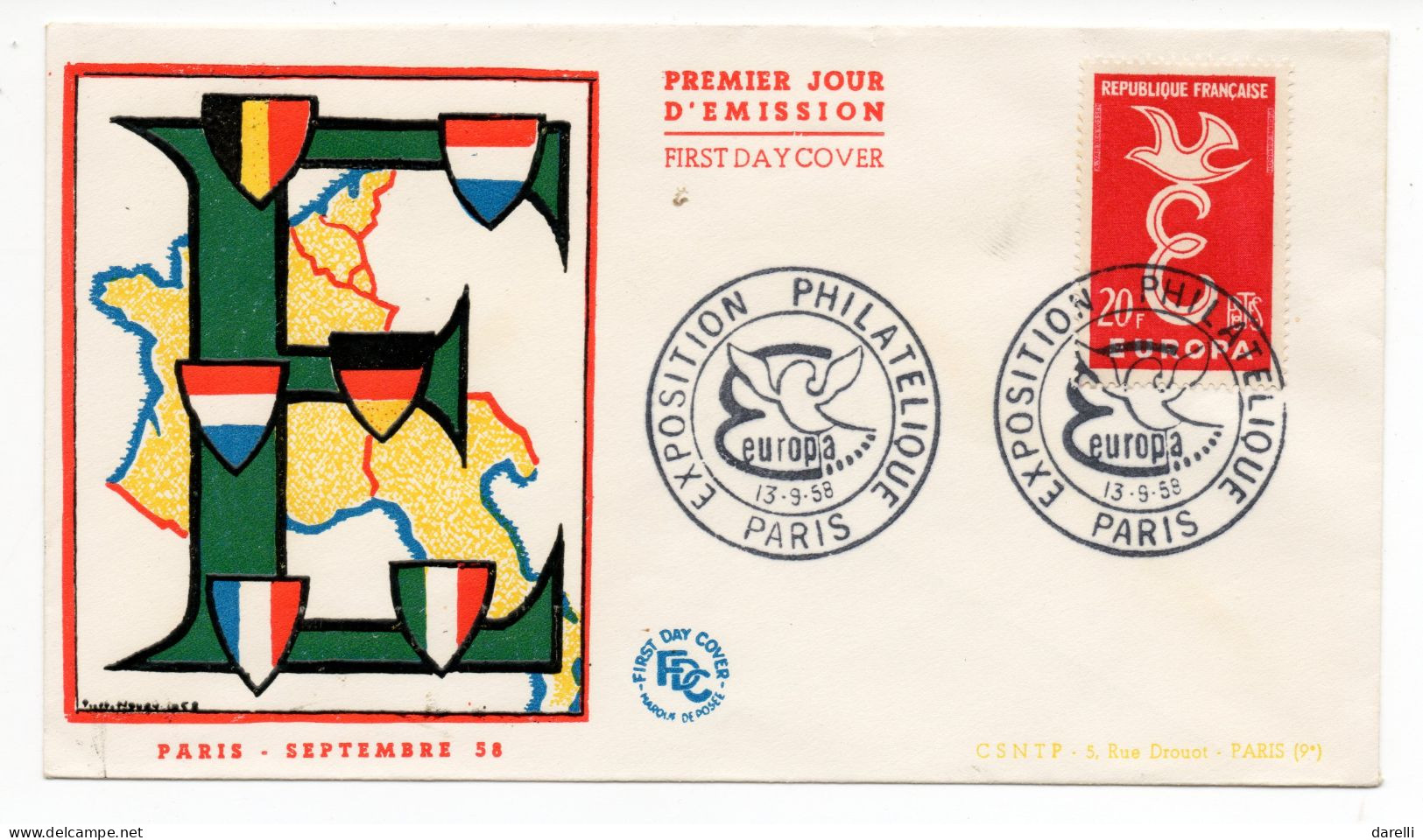 FDC France 1958 - Europa 1958 YT 1173 - Paris - 1950-1959