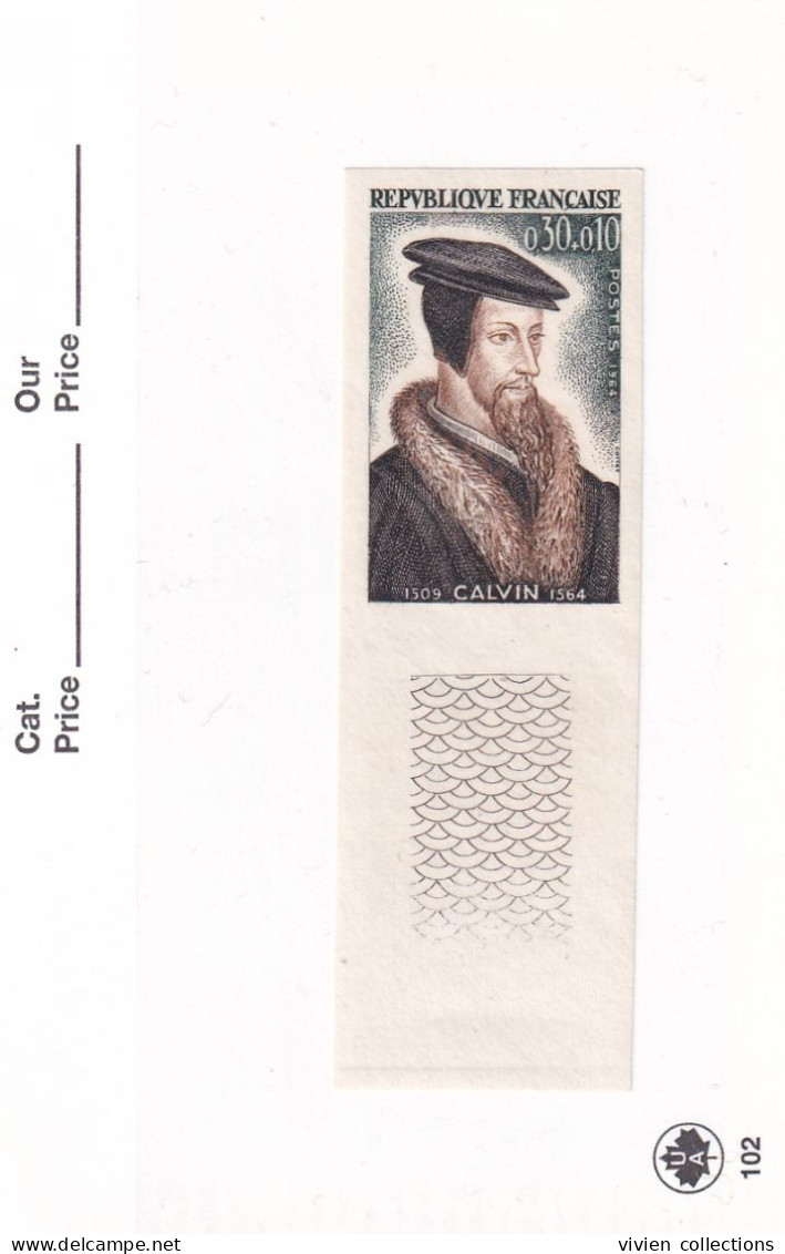 France Non Dentelé N°1420 Jean Calvin Réformateur Protestant Neuf ** Avec Bord De Feuille - 1961-1970