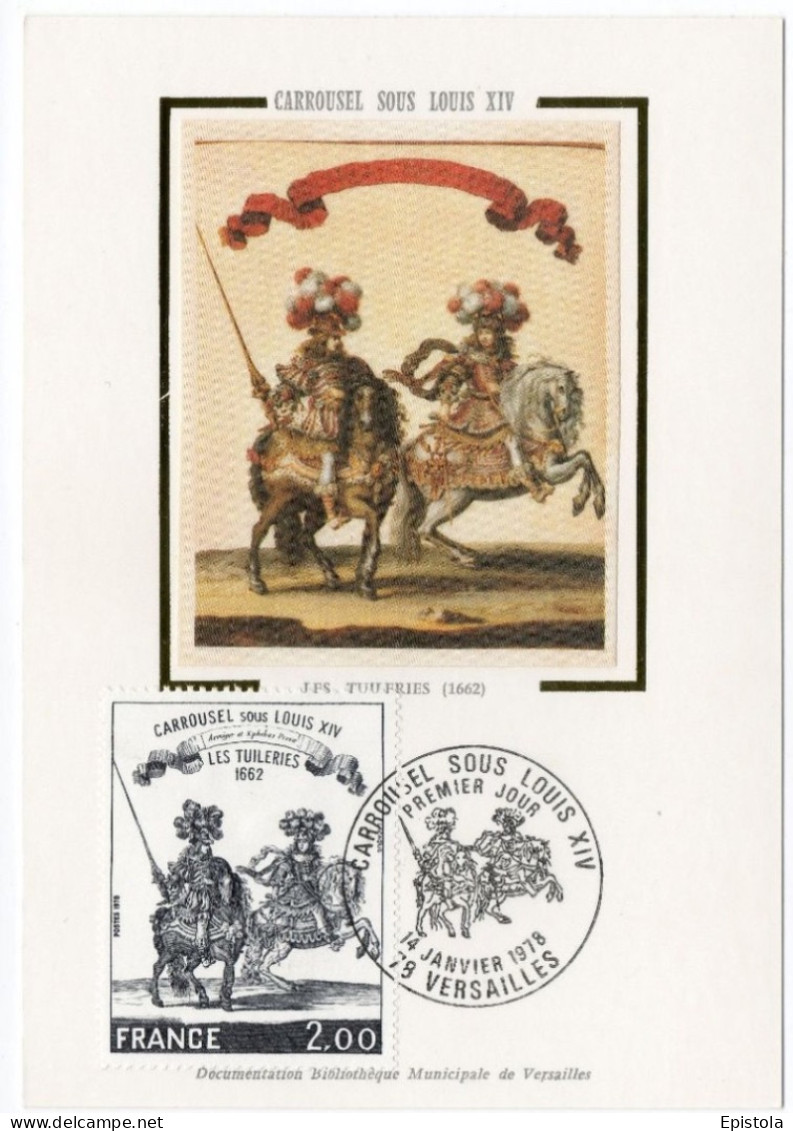 ►Carte Maximum 1978 - Carrousel Louis XIV SOIE - Les Tuileries - YT 1983 - 78 Versailles - 1980-1989