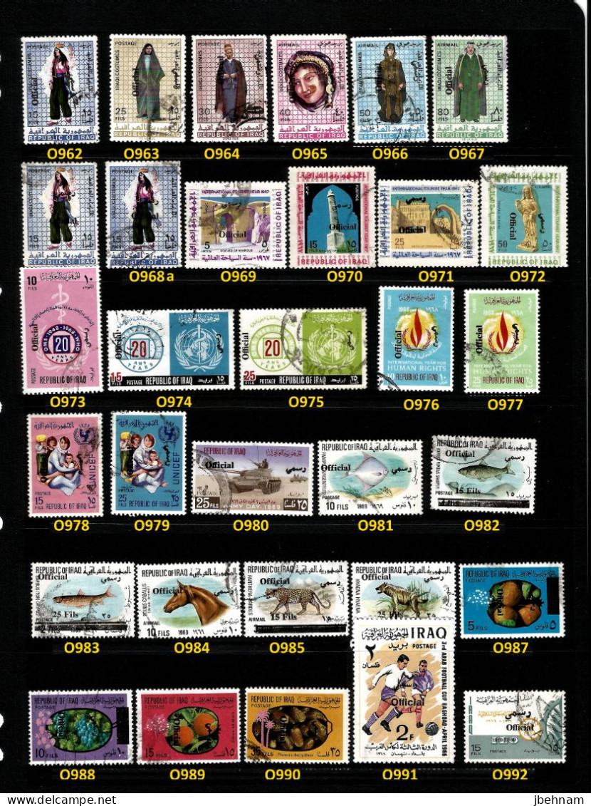 Stamps IRAQ (1971-72) Various Commemoratives Overprinted Complete Used Set SG O962-O992 CV £299+ - Irak