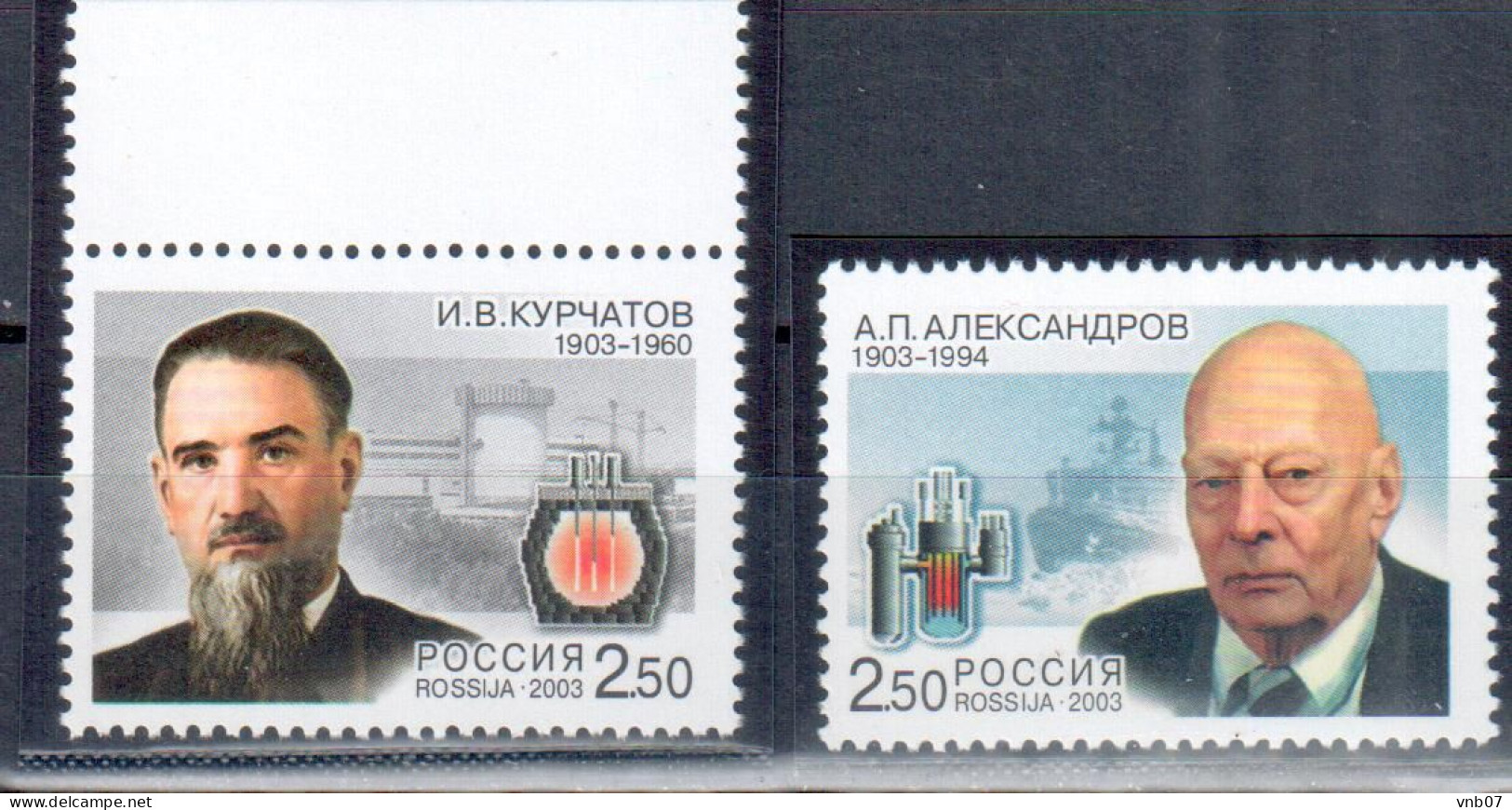 Russia 2003, Sc#6739-6740, Mi#1050-1051. Famous Nuclear Physics Scientists. - Unused Stamps