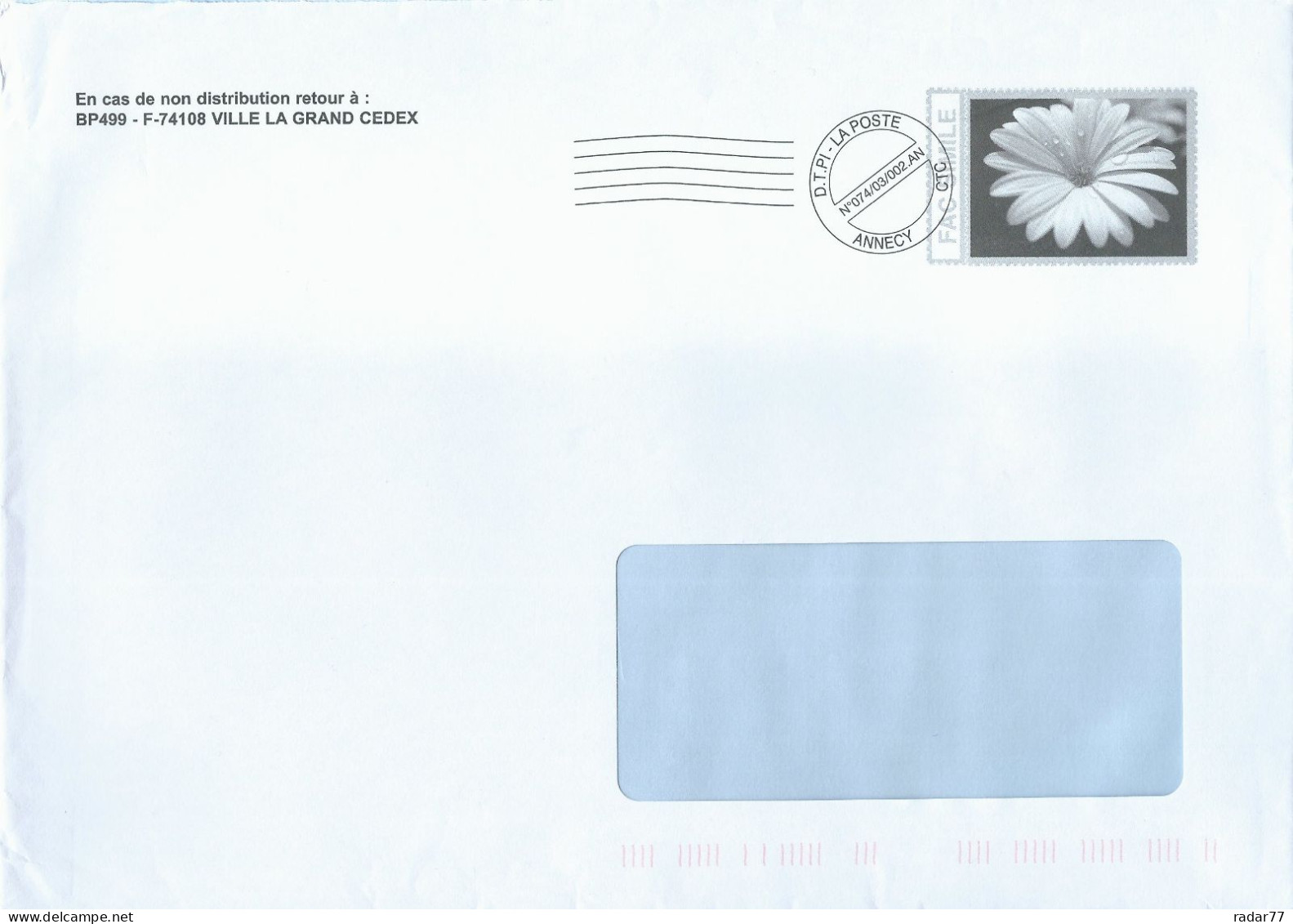 Courrier Post-impact Avec Simili-timbre Fleur - Private Stationery