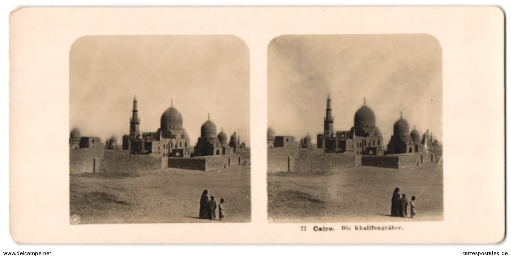 Vue Stéréoscopique-Photo NPG,  Vue De Cairo, Wüste Avec Vue De Khalifengräber  - Photos Stéréoscopiques