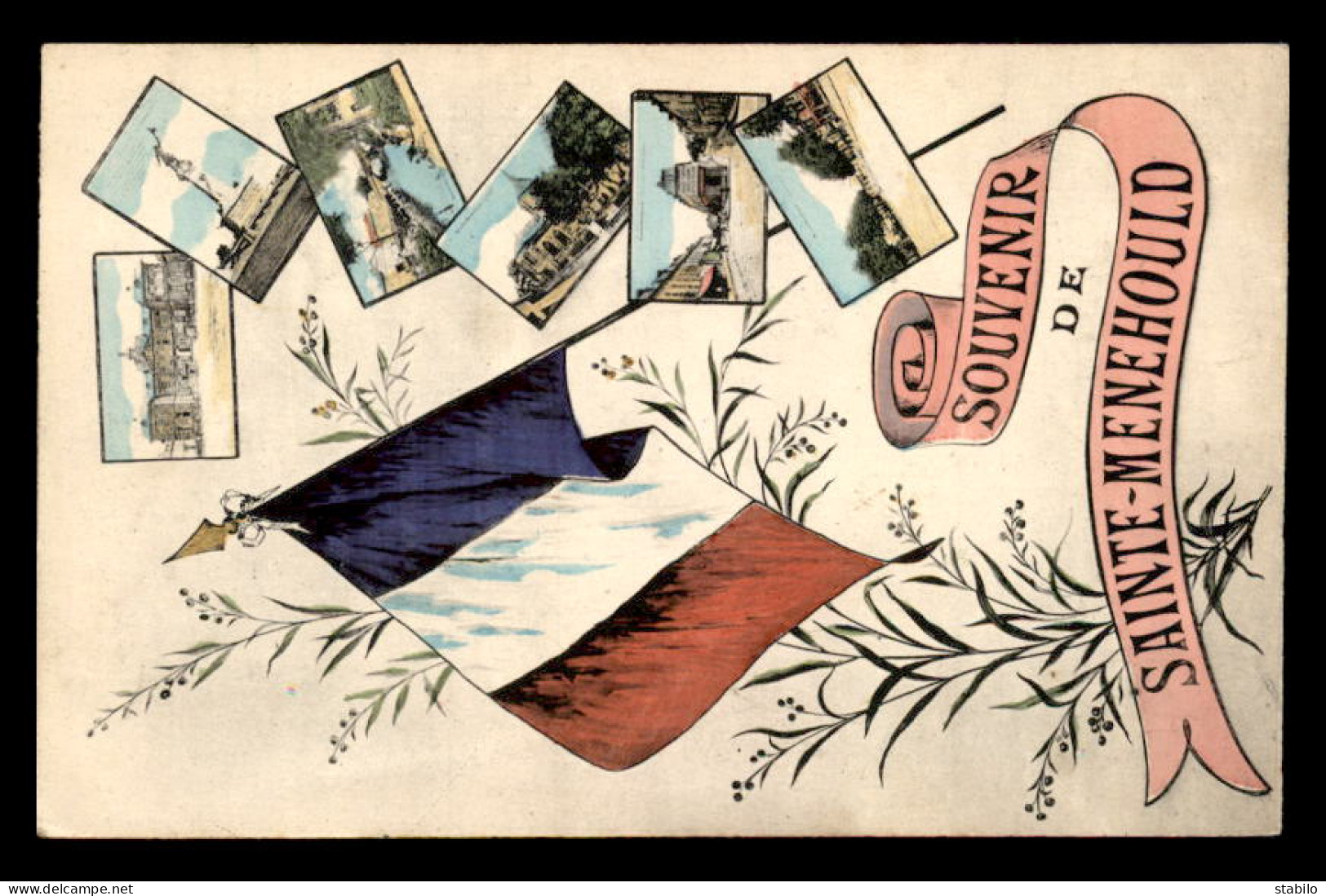 51 - STE-MENEHOULD - SOUVENIR MULTIVUES - DRAPEAU - CARTE COLORISEE - Sainte-Menehould