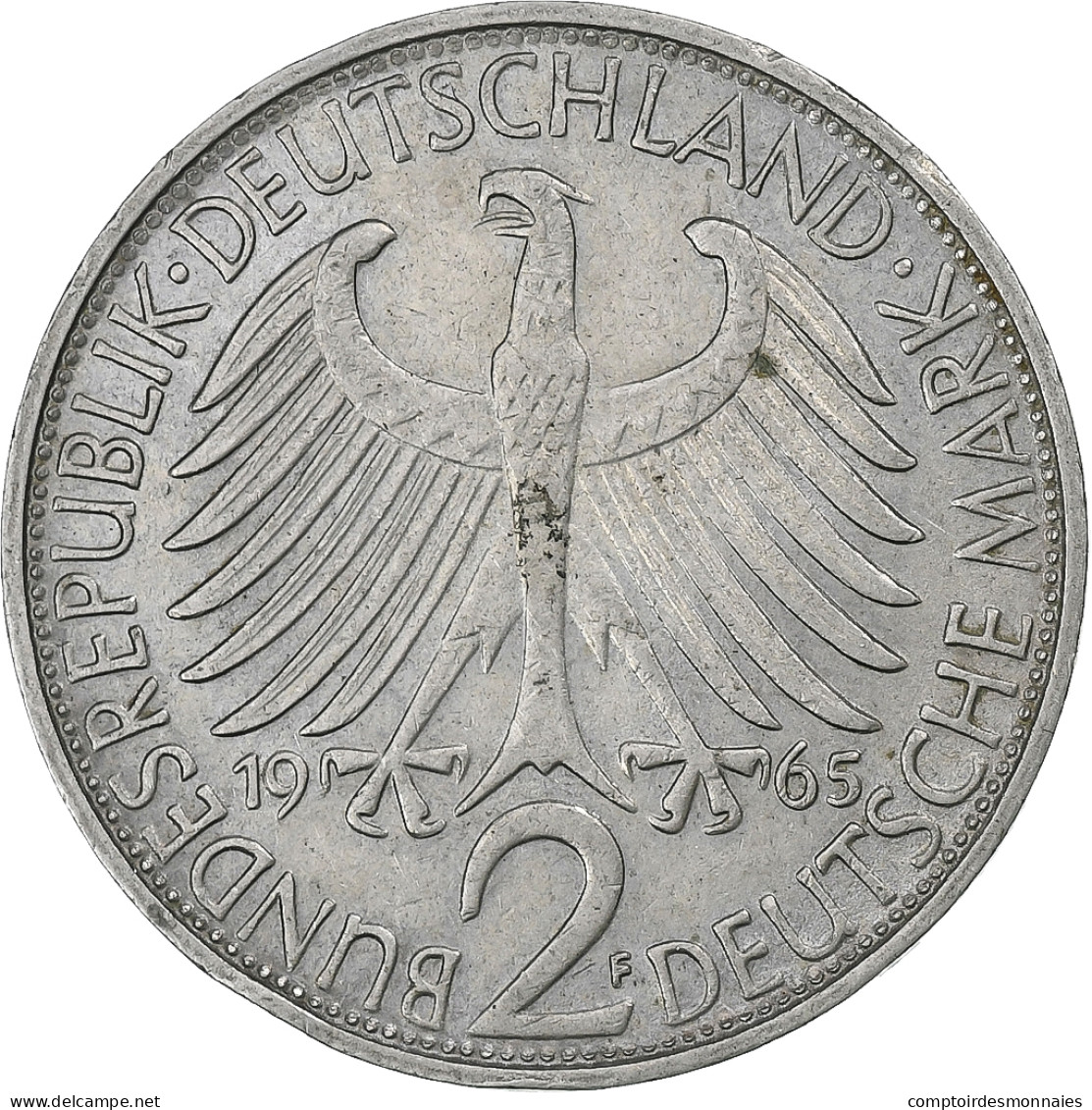 République Fédérale Allemande, 2 Mark, 1965, Stuttgart, Cupro-nickel, TTB - 2 Marcos