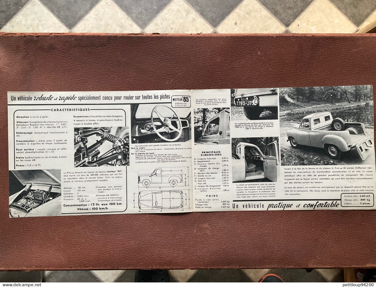 (14) DOCUMENT Commercial RENAULT  Le Pick-Up « 85 » - Automovilismo