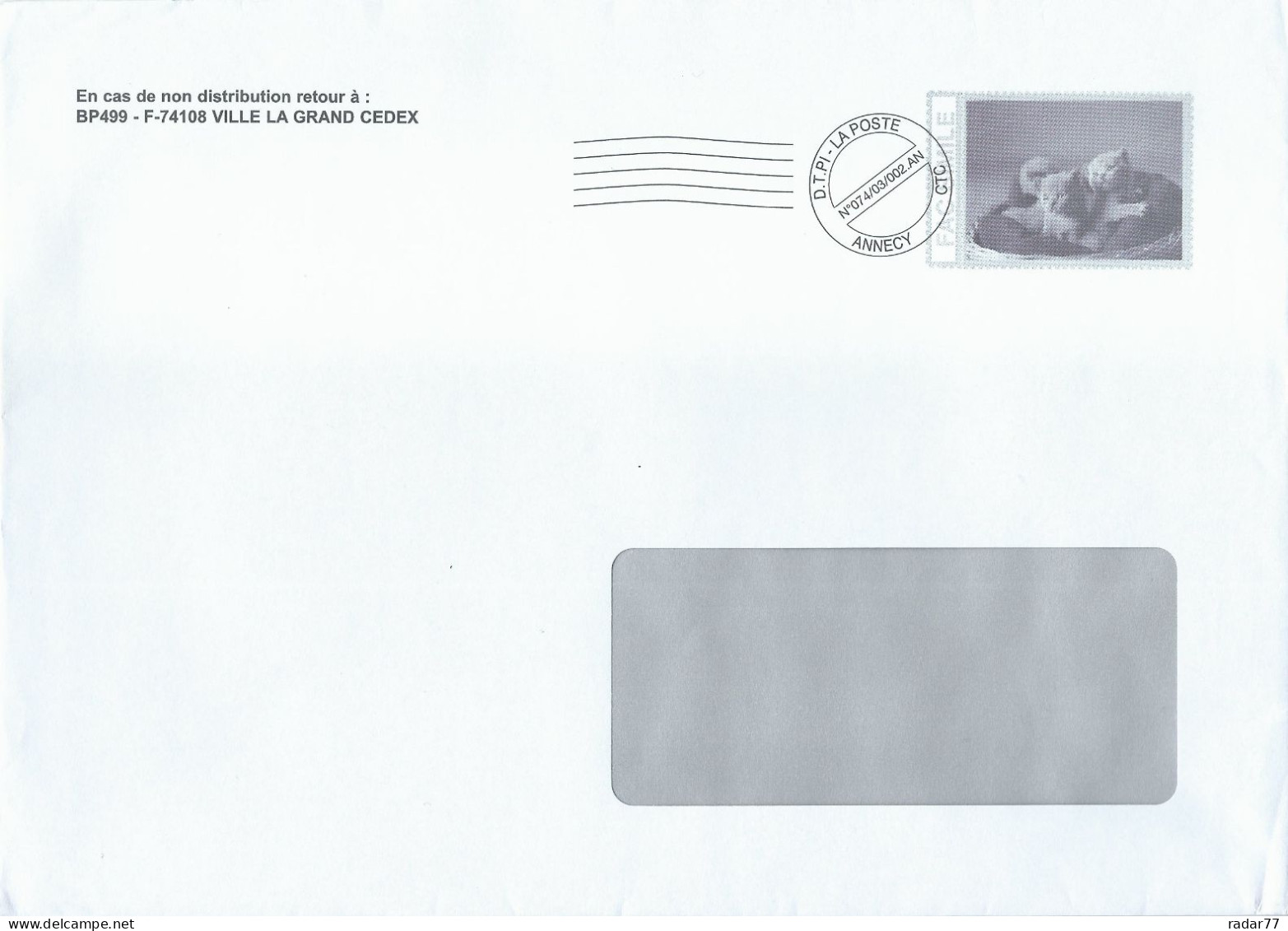 Courrier Post-impact Avec Simili-timbre Chats - Chatons - Pseudo Privé-postwaardestukken