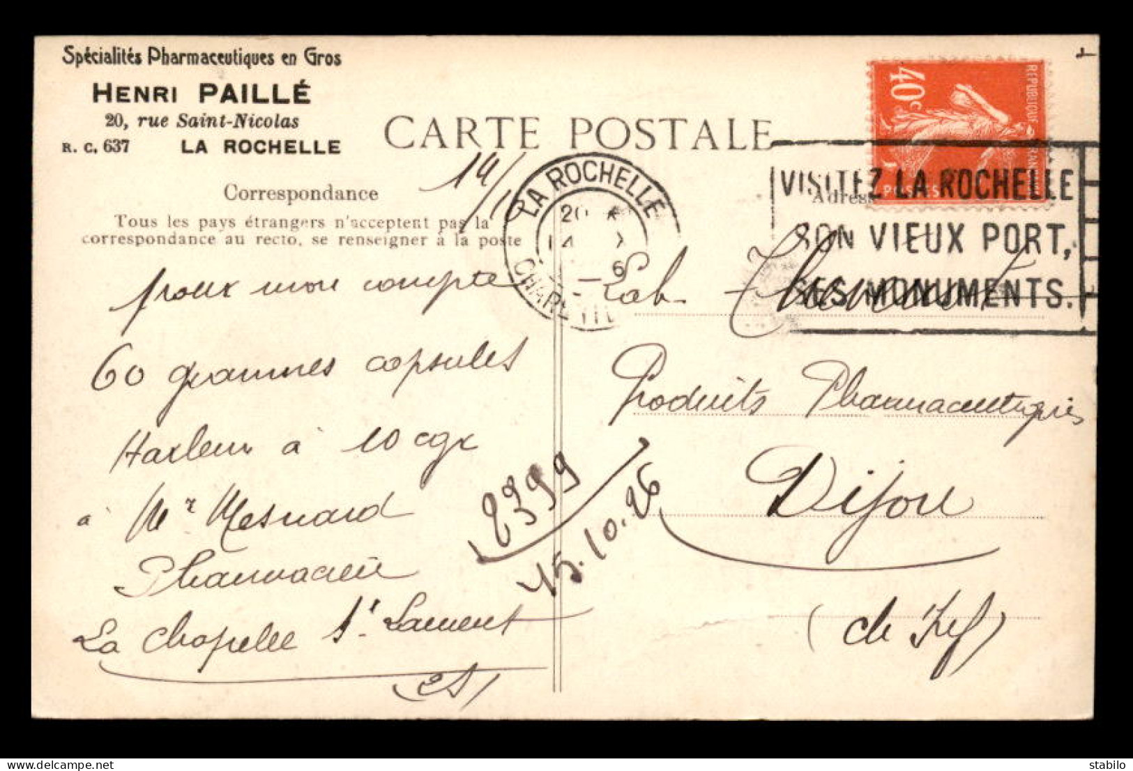 29 - LE POULDU - ROCHERS DES GRANDS-SABLES  - AU VERSO SPECIALITES PHARMACEUTIQUES HENRI PAILLE LA ROCHELLE - Le Pouldu