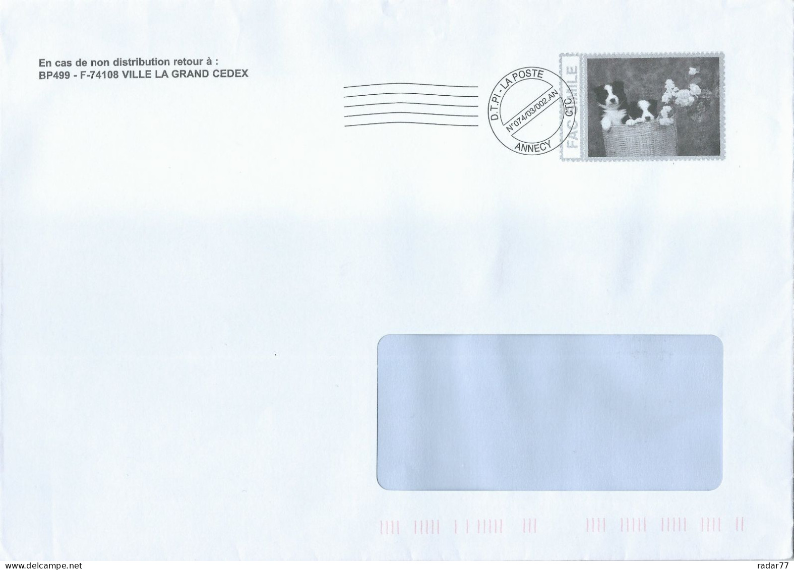 Courrier Post-impact Avec Simili-timbre Chiens - Chiots - Privatganzsachen