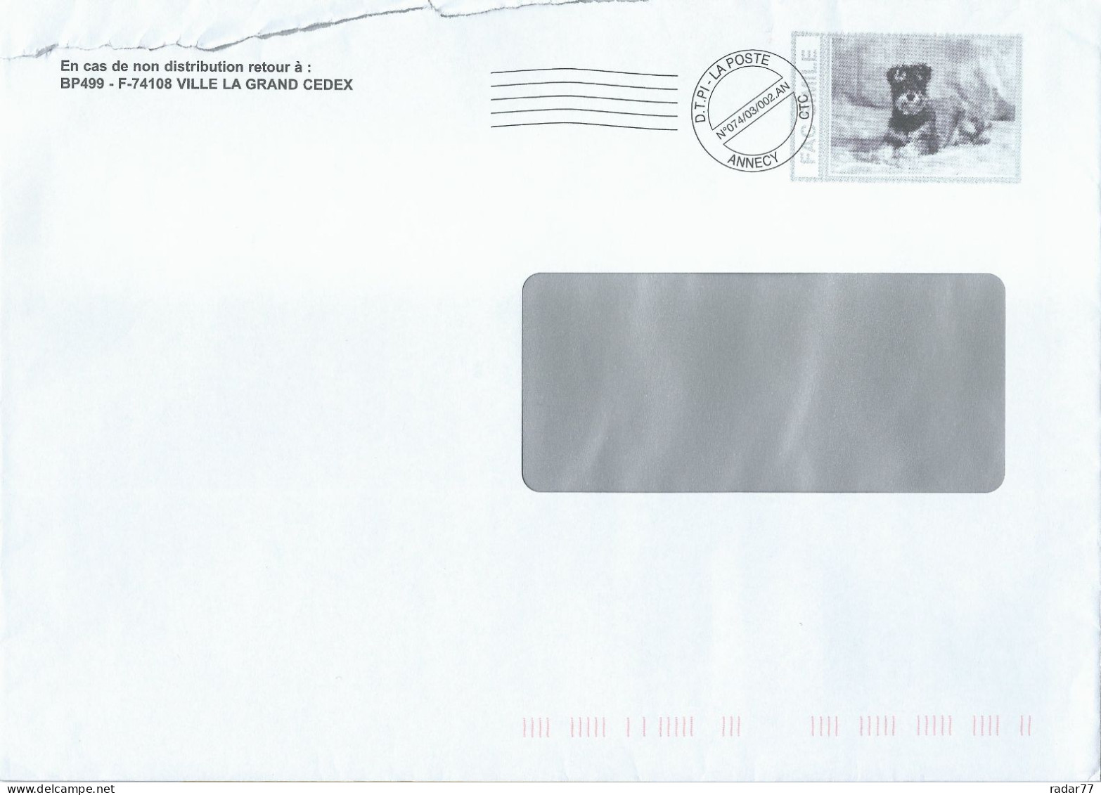 Courrier Post-impact Avec Simili-timbre Chien - Private Stationery