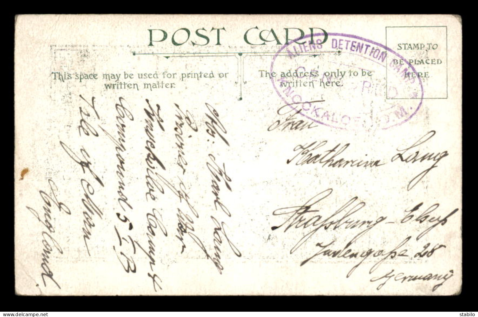 ILE DE MAN - KNOCKALOE LAGER - CACHET CENSURED - ALIENS DETENTION CAMP - GLUCK UND FRIEDEN FUR 1916 - GERMAN POSTCARD - Isle Of Man