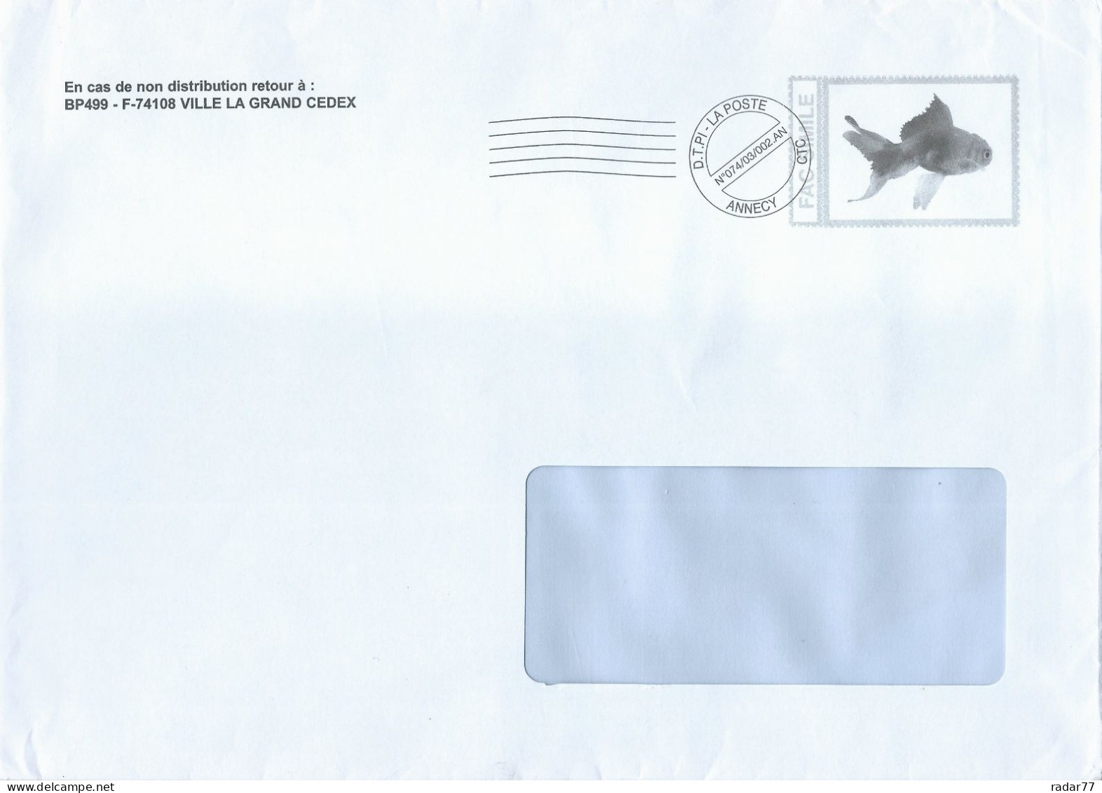 Courrier Post-impact Avec Simili-timbre Poisson - Private Stationery