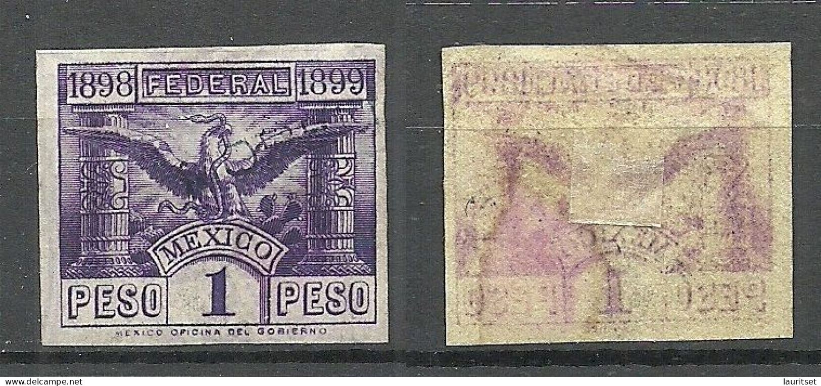 MEXICO 1898/1899 Revenue Documentary Tax Taxe 1 Peso (*) - Mexique