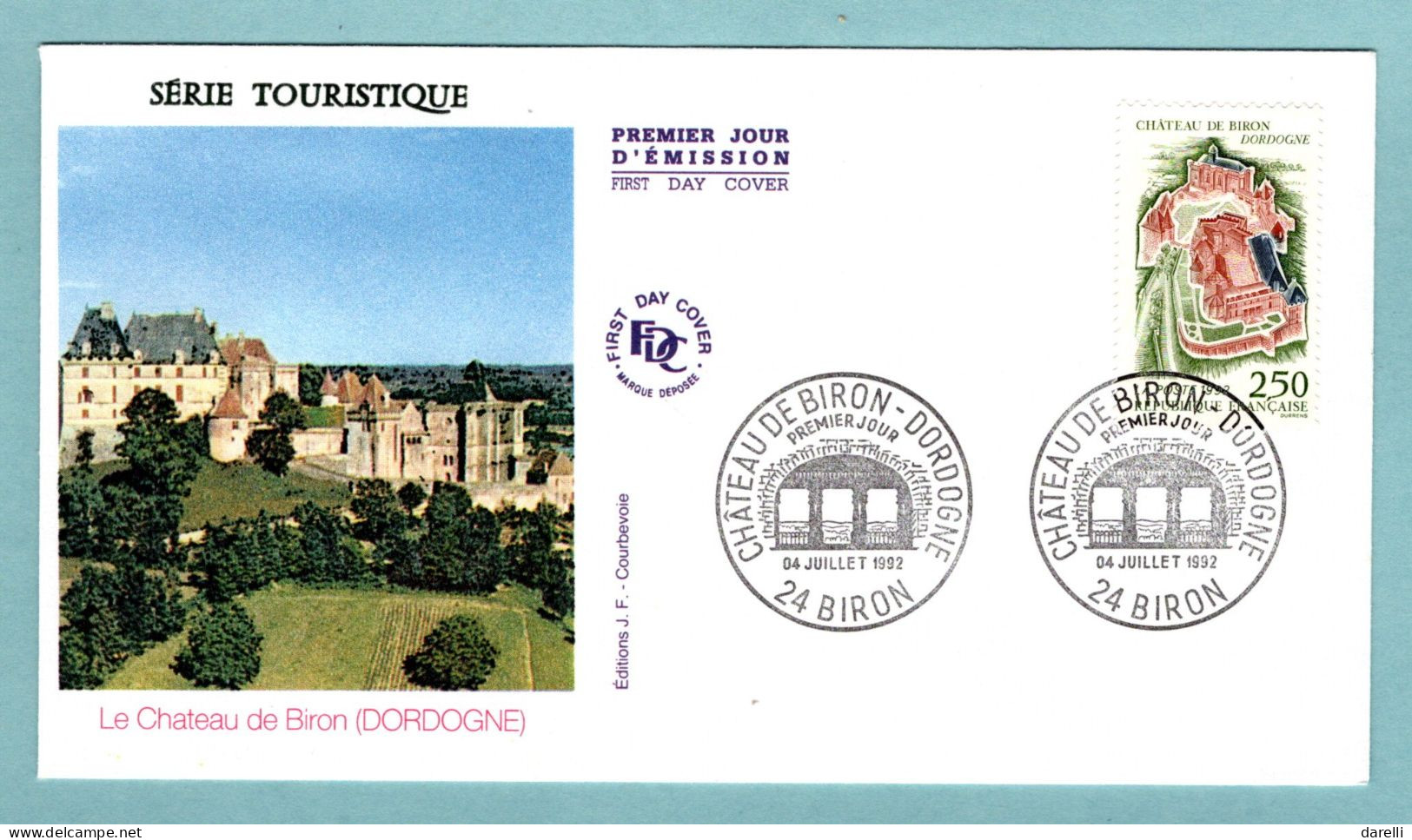 FDC France 1992 - Château De Biron - YT 2763 - 24 Biron - 1990-1999