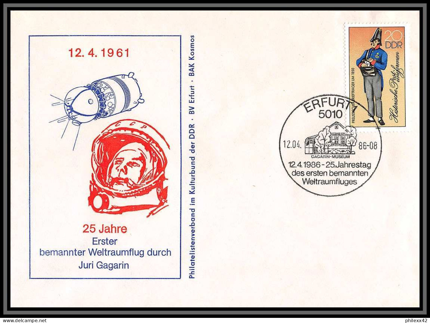 3431 Espace (space Raumfahrt) Lettre Cover Allemagne (germany DDR) 24/4/1986 25 JAHRESTAD Gagarine Gagarin - Europe