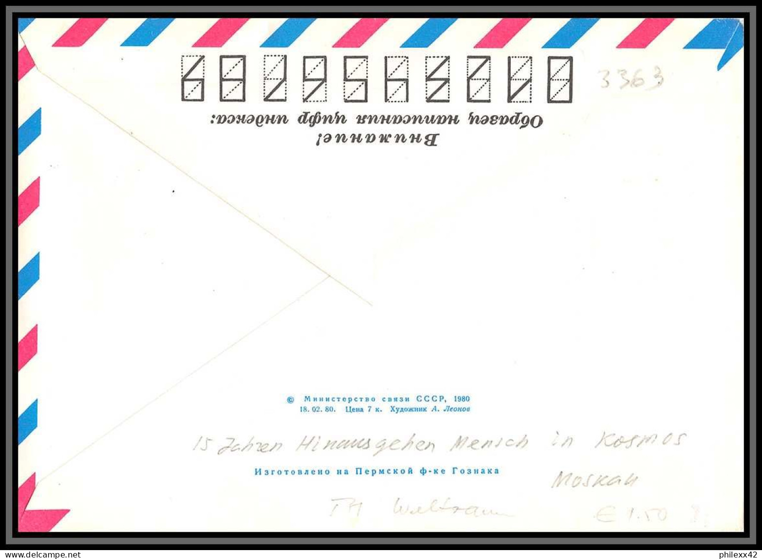 3363 Espace (space) Entier Postal Stationery Russie (Russia Urss USSR) Voskhod 18/3/1980 - Russie & URSS