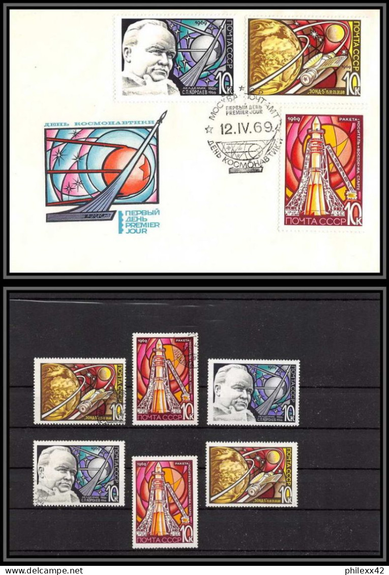 3369 Espace (space Raumfahrt) Lettre (cover) Russie (Russia Urss USSR 3478/3480 Cosmonauts Day KOROLEV Fdc + ** Mnh + 0 - Russia & USSR