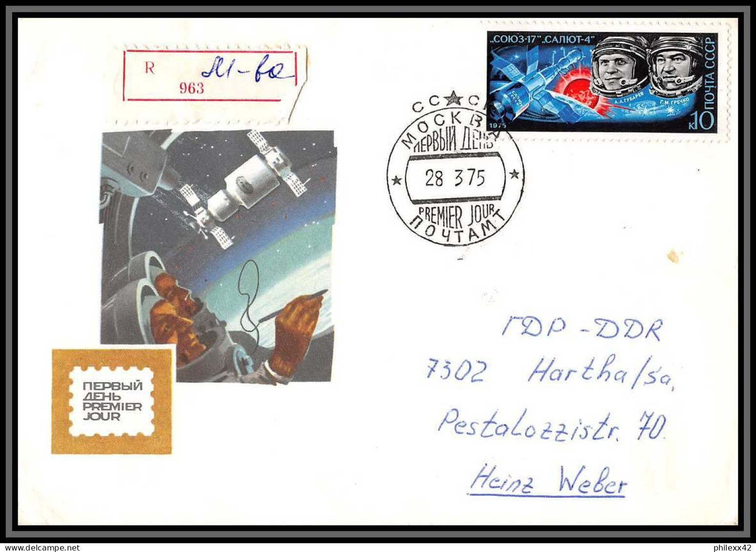 3382 Espace (space) Lettre (cover) Russie (Russia Urss USSR) 4131/4132 Fdc + Mnh ** Soyuz (soyouz Sojus) 16/17 28/3/1975 - Rusia & URSS