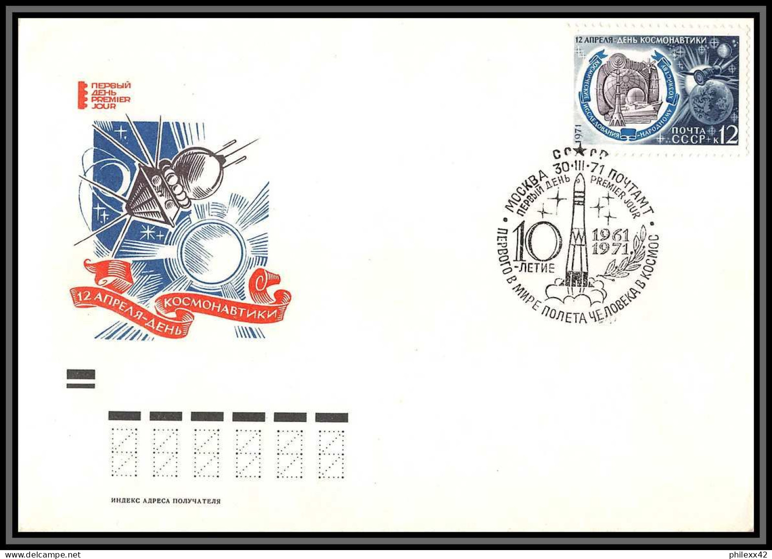 3374 Espace (space Raumfahrt) Lettre Cover Russie Russia Urss USSR 3709/3710 Fdc + ** Mnh + O Cosmonauts Day 30/3/1971 - Russia & USSR
