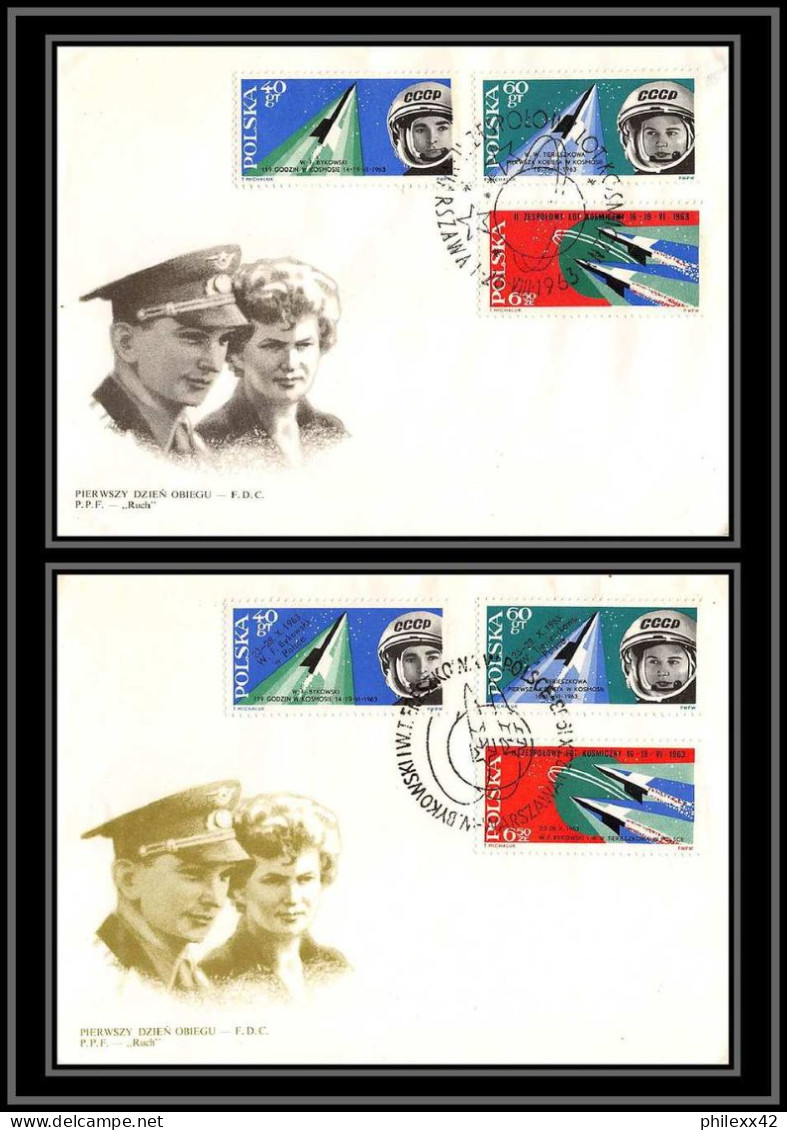 3348 Espace (space Raumfahrt) 2 Lettres (cover Briefe) Pologne (Poland) Valentina Terechkova Vostok 5/6 26/8/1963 - Europe