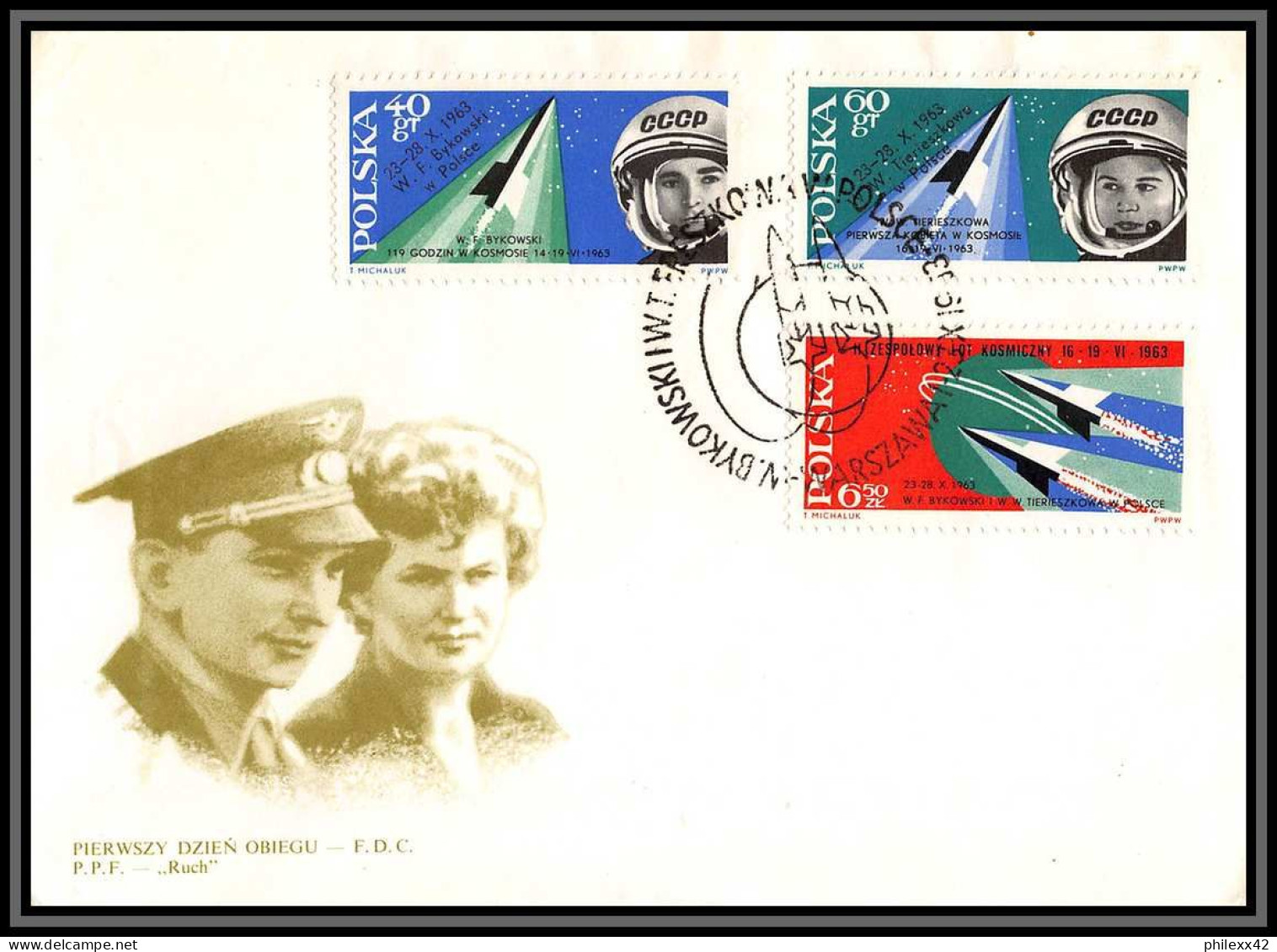 3348 Espace (space Raumfahrt) 2 Lettres (cover Briefe) Pologne (Poland) Valentina Terechkova Vostok 5/6 26/8/1963 - Europe