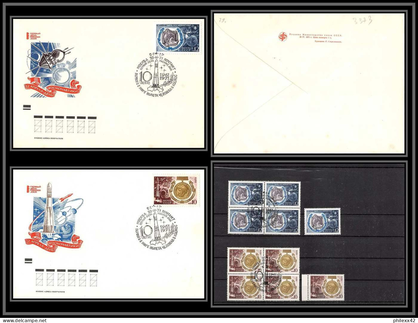 3373 Espace (space Raumfahrt) Lettre Cover Russie Russia Urss USSR 3709/3710 Fdc + ** Mnh +cosmonauts Day 30/3/1971 - UdSSR