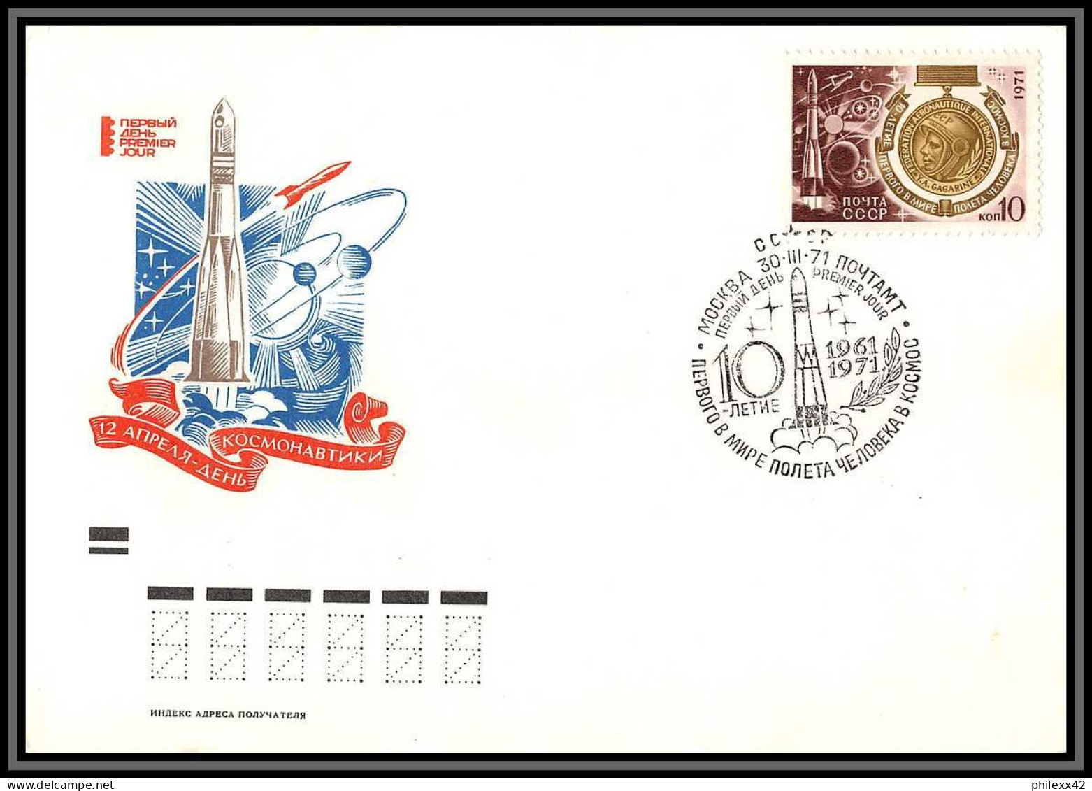 3373 Espace (space Raumfahrt) Lettre Cover Russie Russia Urss USSR 3709/3710 Fdc + ** Mnh +cosmonauts Day 30/3/1971 - Russia & URSS