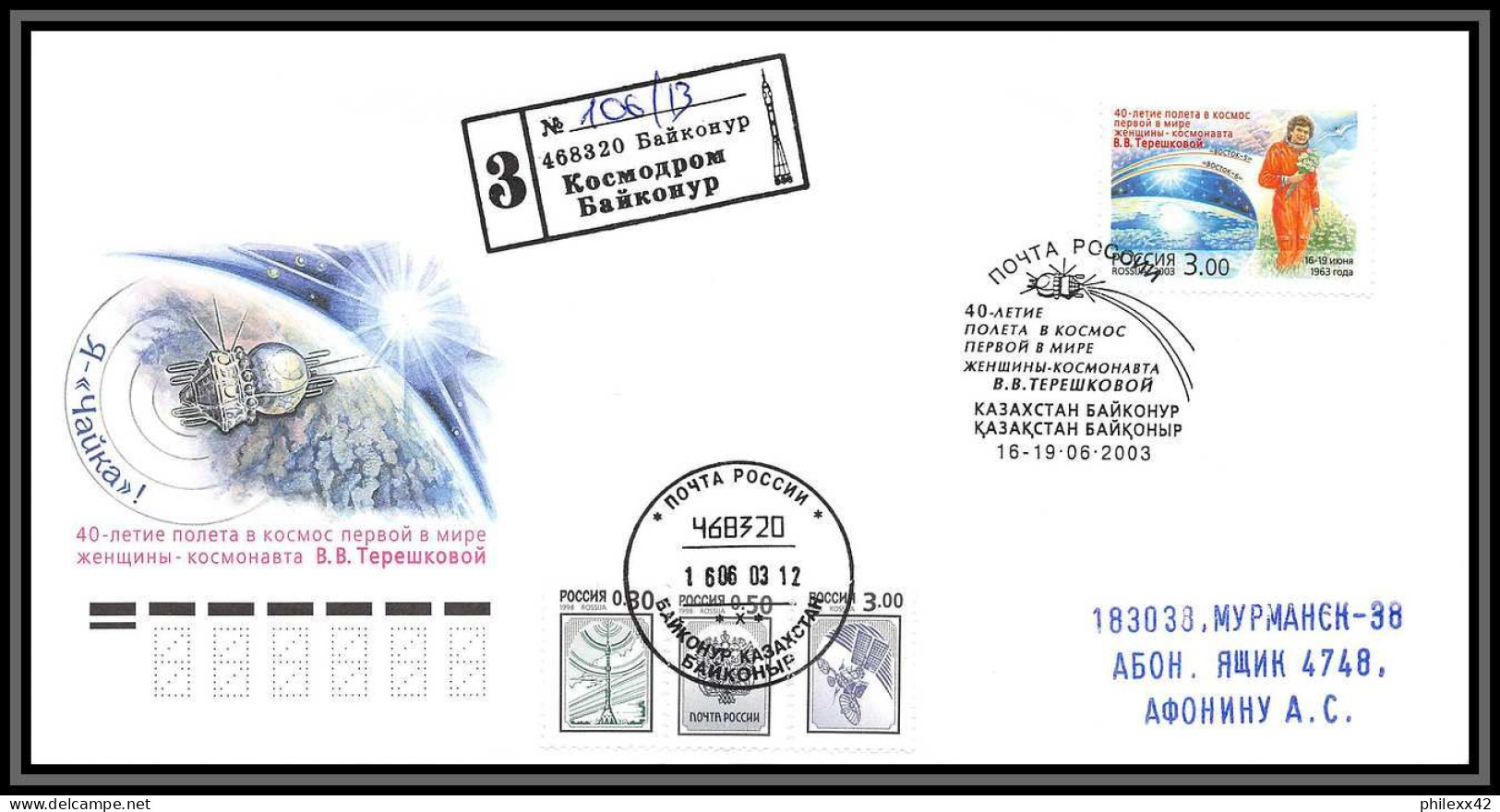 3249 Espace Space Raumfahrt Lettre Cover Briefe Cosmos Russie (Russia) 16/06/2003 Gagarine (Gagarin) Tirage Numéroté - UdSSR