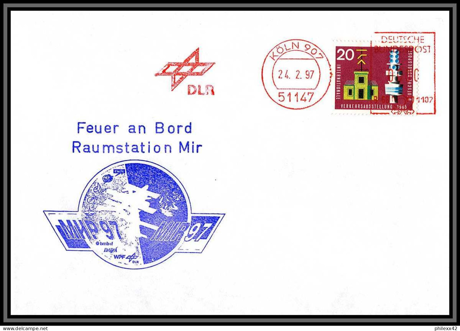 3173 Espace Space Lettre Cover Allemagne (germany Bund) 24/02/1997 Soyuz (soyouz Sojus) TM-25 Station Mir 97 - Europe