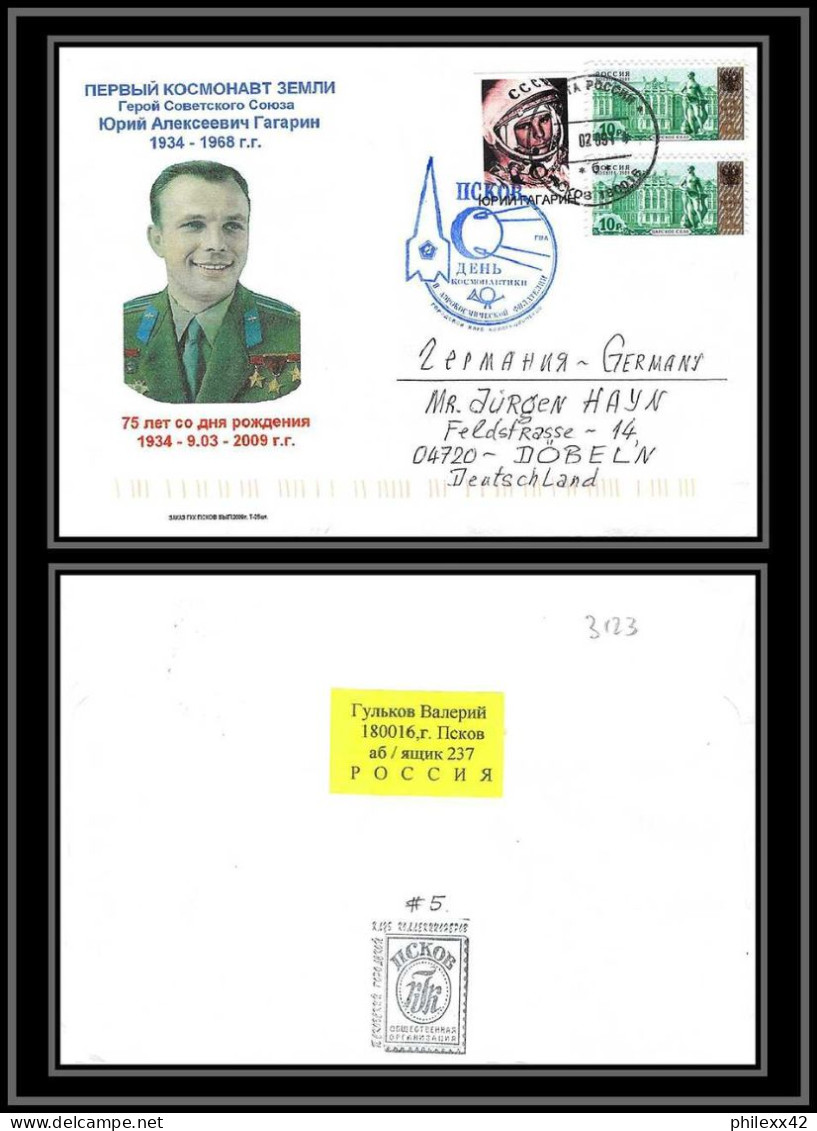 3123 Espace (space Raumfahrt) Lettre (cover Briefe) Russie Russia 14/02/2009 Tirage Numérote 50 Pskov Gagarine Gagarin - Russia & USSR