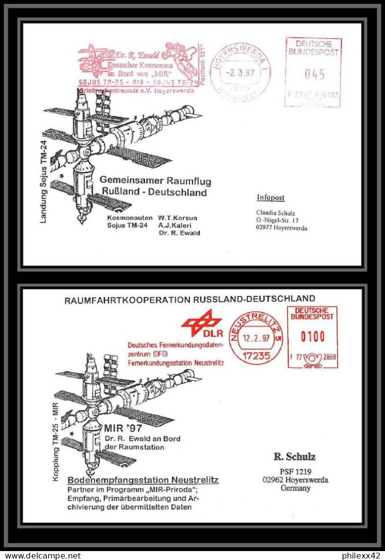 3173 Espace Space 2 Lettres + Devant Cover Allemagne (germany Bund) 02/03/1997 Soyuz (soyouz Sojus) TM-25 Station Mir 97 - Europe