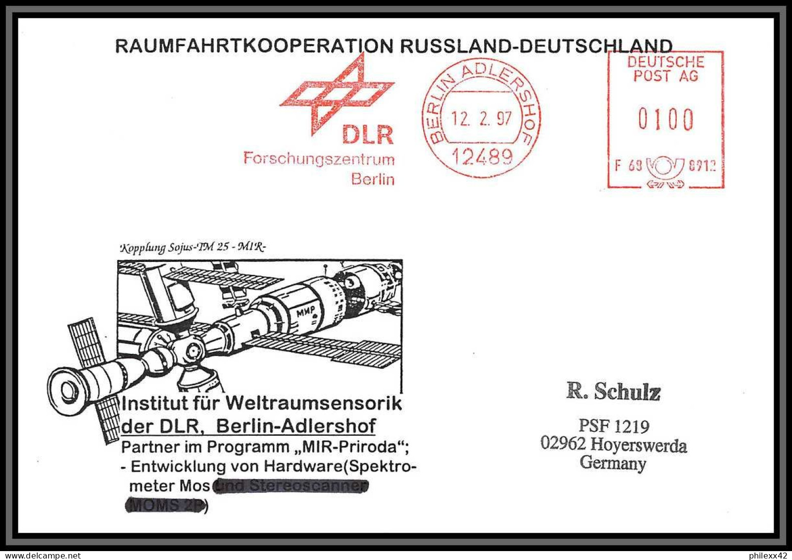 3158 Espace Space Lot 4 Lettres (cover) Allemagne (germany Bund) MIR 97 RUSSLAND DEUTSCHLAND MIR TM-25 12/2/1997 - Europe