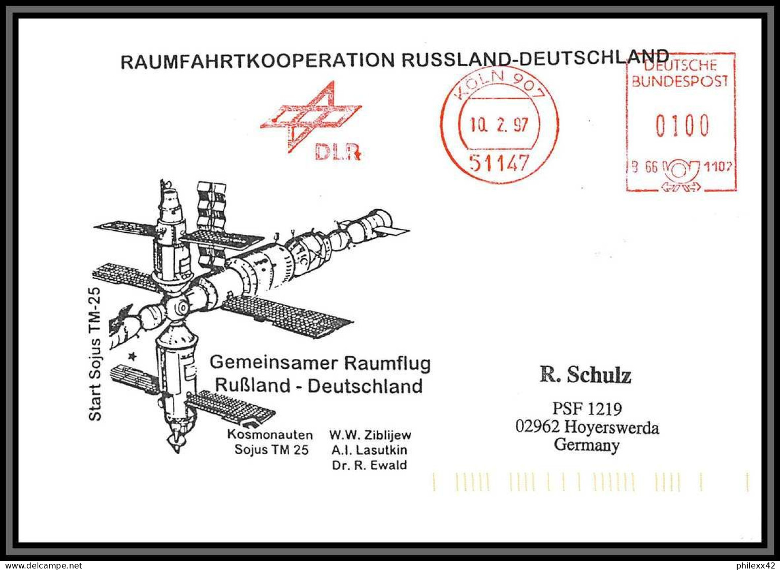 3158 Espace Space Lot 4 Lettres (cover) Allemagne (germany Bund) MIR 97 RUSSLAND DEUTSCHLAND MIR TM-25 12/2/1997 - Europe
