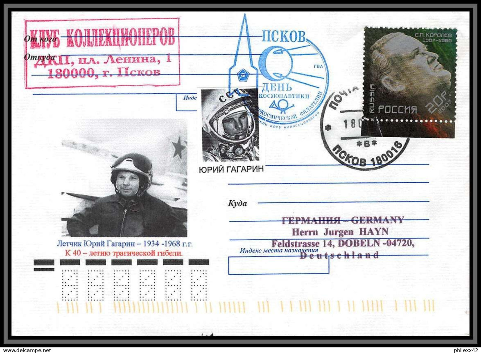 3091a Espace (space Raumfahrt) Lettre Cover Russie (Russia) 18/3/2208 Numéroté Tirage 50 Years Of Space Gagarine Gagarin - Russia & USSR