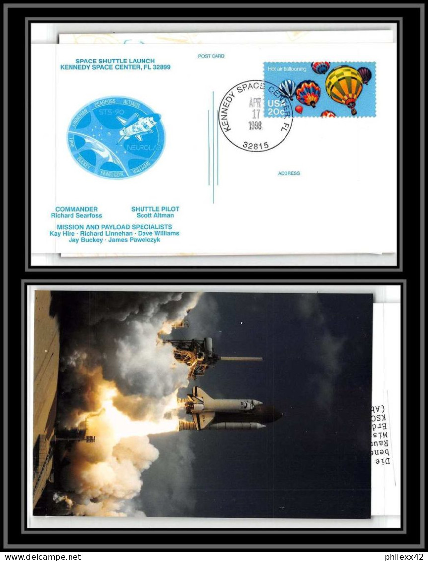 2987 Espace (space Raumfahrt) Lettre (cover Briefe) USA- Sts-90 Columbia Shuttle (navette)17/4/1998 + Photo - Verenigde Staten