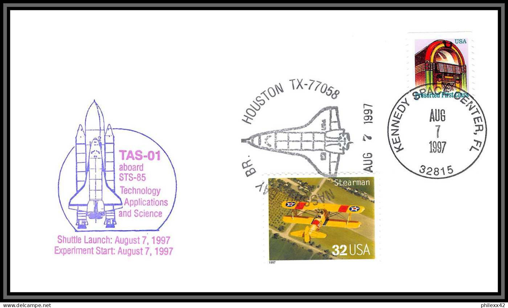 2974 Espace (space Raumfahrt) Lettre (cover Briefe) USA Tas 01 Sts - 85 Discovery Shuttle (navette) 7/8/1997 - Stati Uniti