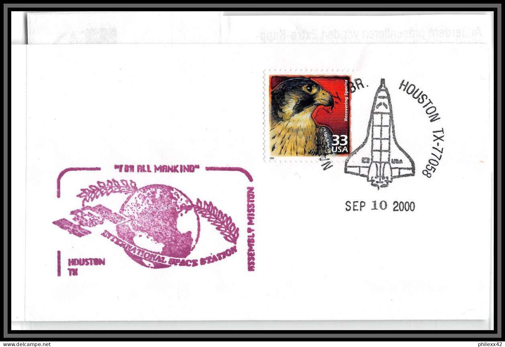 3026 Espace (space Raumfahrt) Lettre (cover Briefe) USA- 10/9/2000 ISS MAN KIND ASSEMBLY MISSION - Stati Uniti