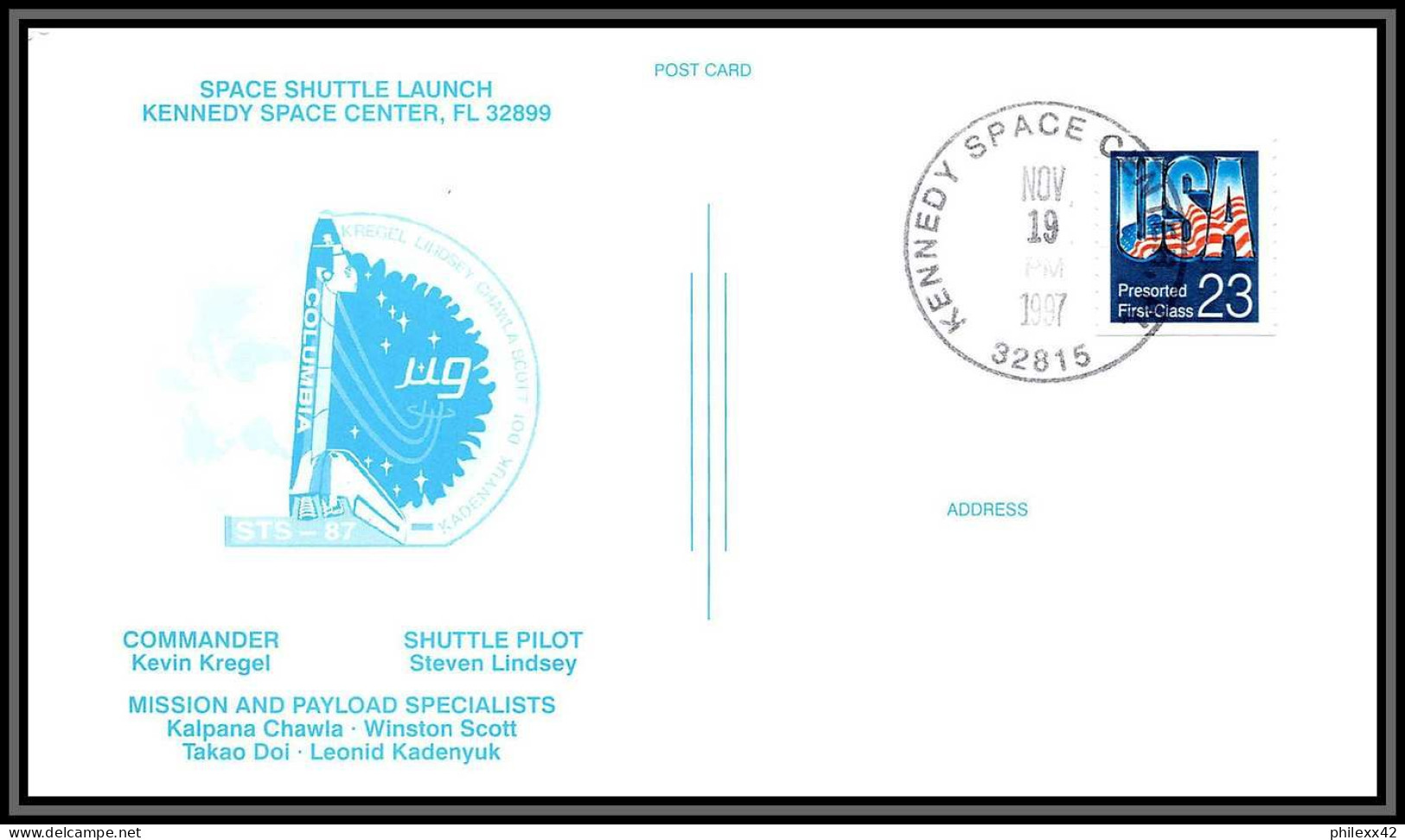 2981 Espace (space Raumfahrt) Lettre (cover Briefe) USA Start Sts - 87 Columbia Shuttle (navette) 19/11/1997 - Stati Uniti