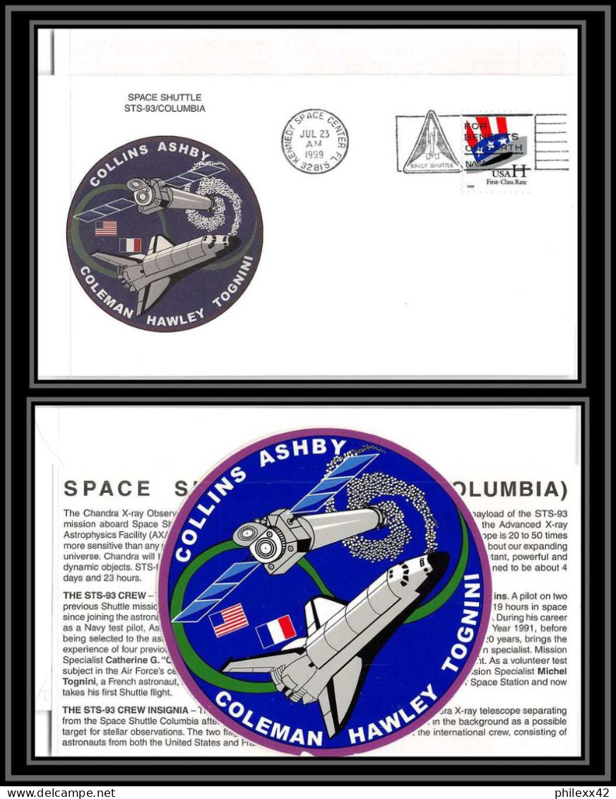 3007 Espace Space Lettre (cover Briefe) USA Start Sts-93 Columbia Shuttle (navette) 23/7/1999 + Stickers (autocollant) - United States