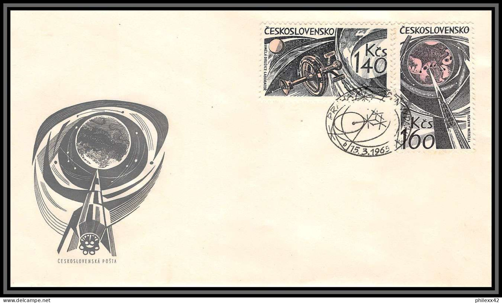 3087 Espace (space Raumfahrt) Lettre (cover) Tchécoslovaquie (Czechoslovakia) 3 Fdc 1964/1965 Cosmos Matin Calme .. - Europe