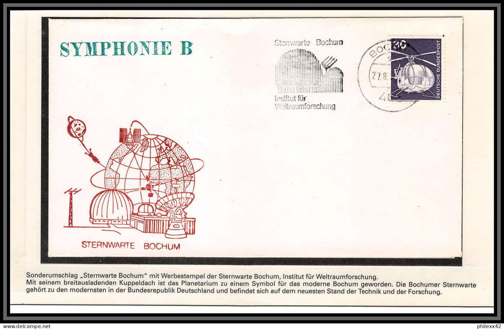 2936X Espace (space Raumfahrt) Lettre (cover Briefe) Allemagne (germany Bund) Symphonie B Bochum Sterwarte - Europe