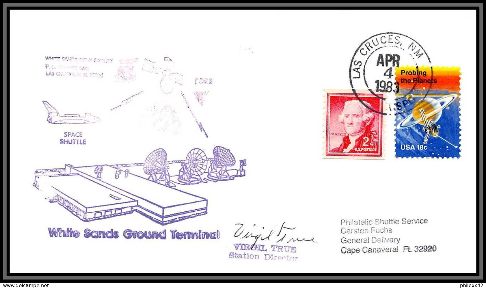 2928 Espace Space Lettre (cover Briefe) USA Start Last Cruces Sts-6 Shuttle (navette) Challenger 4/4/1983 Signé - United States