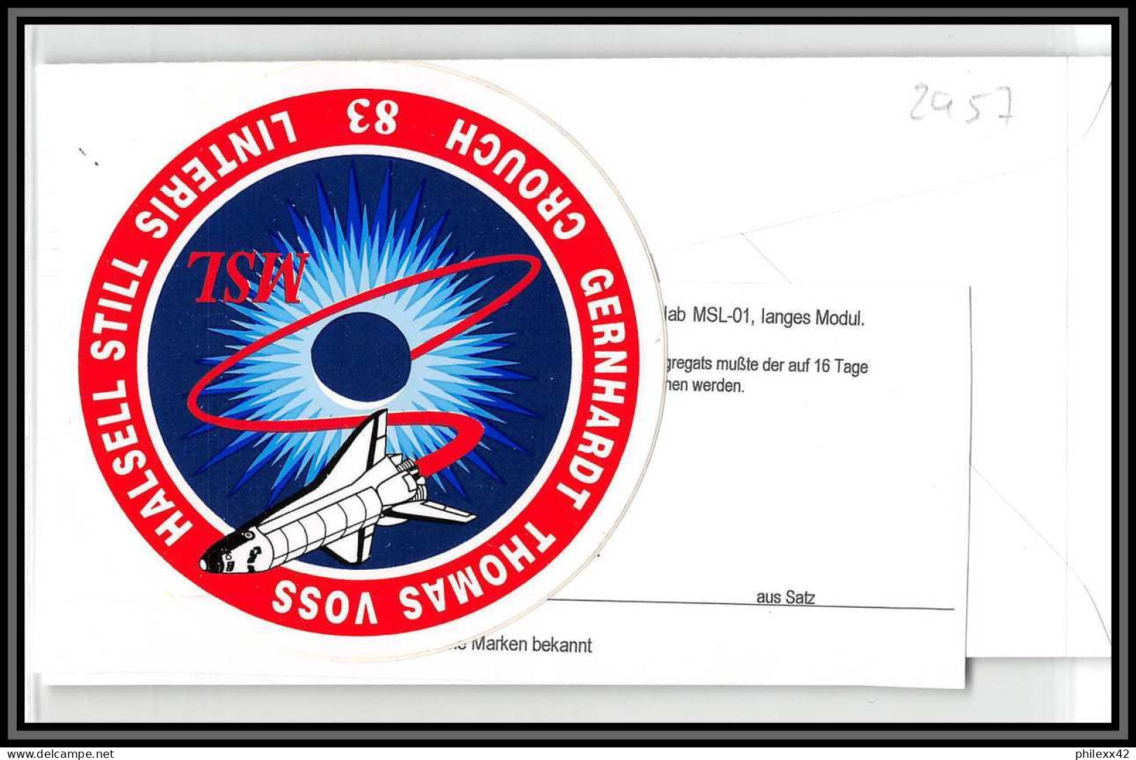 2957 Espace (space) Lettre (cover) USA Start Sts - 83 Columbia Shuttle (navette) 4/4/1997 + Stickers (autocollant) - Etats-Unis