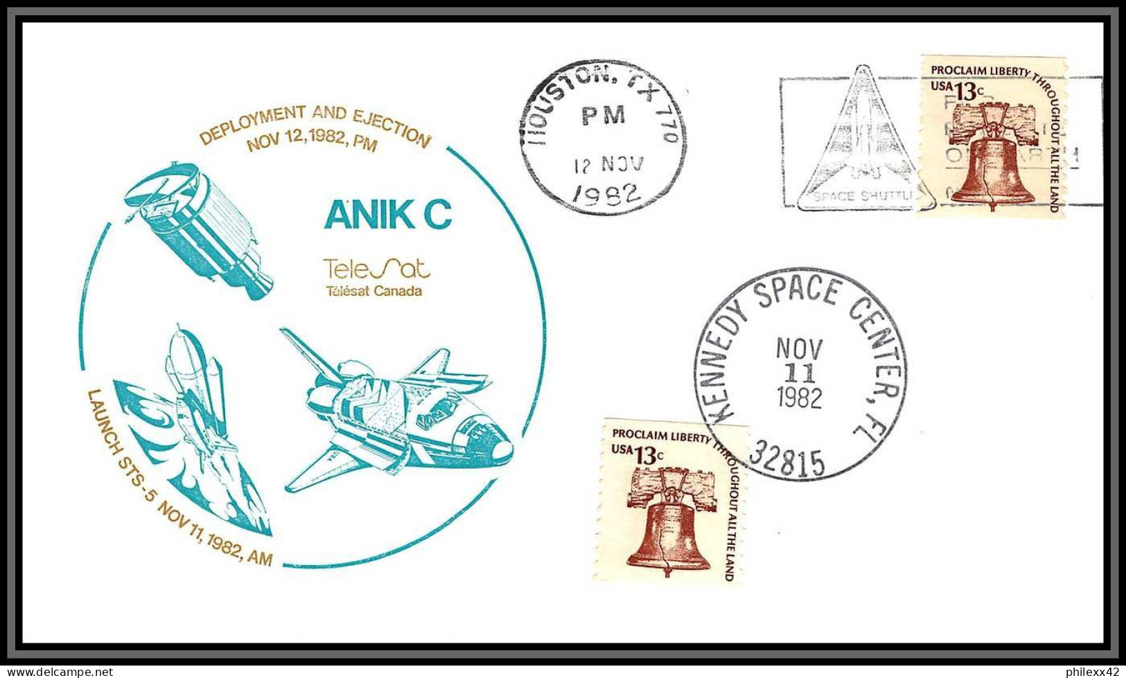 2916 Espace (space Raumfahrt) Lettre (cover Briefe) USA Anik C Start Sts-5 Columbia Shuttle (navette) 12/11/1982 - United States