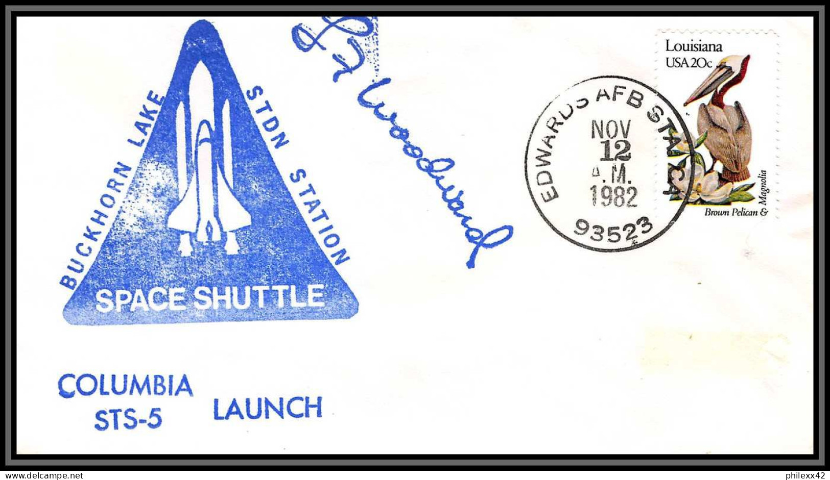 2913 Espace (space) Lettre (cover Briefe USA Edwards Sts-5 Columbia Shuttle (navette) 12/11/1982 Brown Pelican - United States
