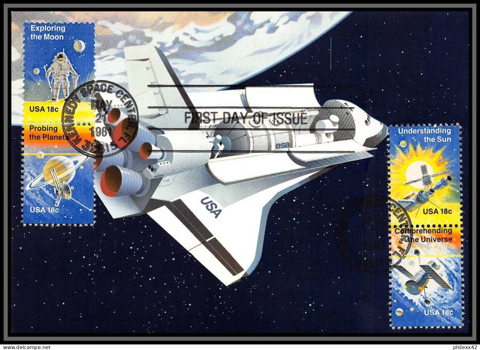 2925 Espace (space) Carte Maximum (card) Suisse (Swiss) / Usa Sts-6 Shuttle (navette) Challenger 2 Cartes 21/5/1981 - Europe