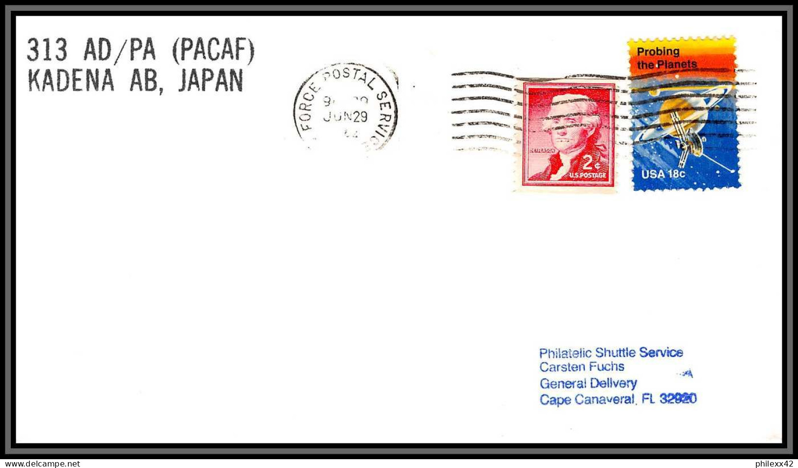 2901 Espace (space Raumfahrt) Lettre (cover Briefe) USA- Sts-4 Columbia Shuttle (navette) 29/6/1982 Kadena Japan - United States