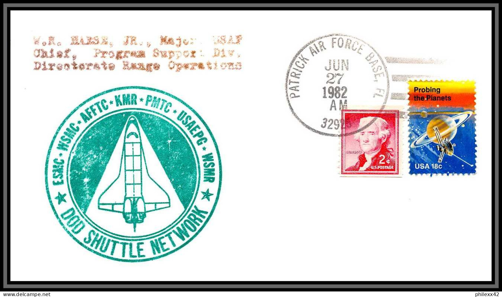 2895 Espace (space) Lettre (cover Briefe) USA Sts-4 Start Dod Network Columbia Shuttle (navette) 27/6/1982 - Stati Uniti