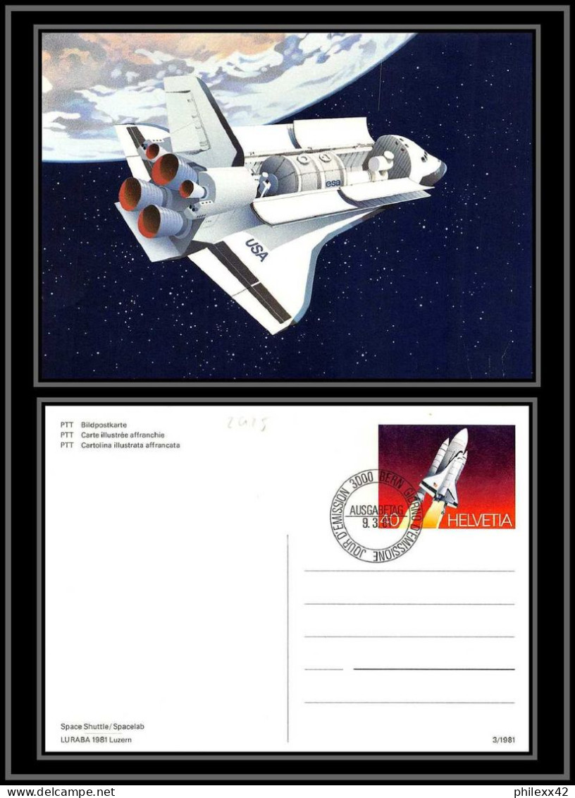 2925a Espace (space) Carte Maximum (card) Suisse (Swiss) / Usa Sts-6 Shuttle (navette) Challenger 2 Cartes 21/5/1981 - Europe